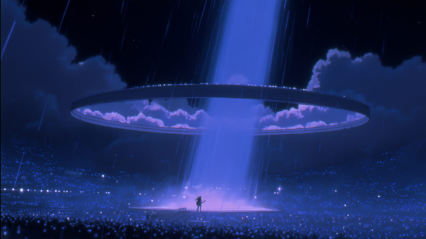 The stage, mid storm